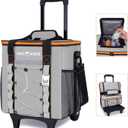 INSMEER Collapsible Rolling Cooler - 45 Cans/30L,Insulated Cooler Bag with Wheels/Shoulder Strap,Large Travel Cooler for Grocery Shopping