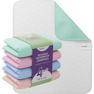 Incontinence Bed Pads - Reusable Waterproof Under pad Chair, Sofa and Mattress Protectors - Highly Absorbent, Machine Washable - for Children, Pets and Seniors (30x36 (Pack of 4)