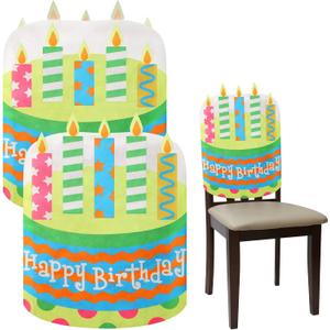 Tegeme Birthday Chair Cover 2 Pieces Kids Chair Cover Classroom Seat Decorations for Party Home School Office(Blue)