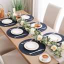 SHACOS Round Placemats Set of 8 Washable 15 inch Round Table Mats Cotton Polyester Woven Braided Place Mats for Dining Table, Navy