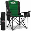 Overmont Oversized Folding Camping Chair - 450lbs Support with Padded Cushion Cooler Pockets - Heavy Duty Collapsible Chairs for Sports Garden Beach Fishing Green