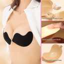 Sticky Bra, Backless Strapless Bra Push Up, Adhesive Invisible Lift Up Bras 2 Pairs (Beige, L)