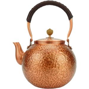 Funmaker Handmade Solid Copper Tea Pot Kettle Stovetop Teapot Thick Hammered Copper Tea Pot Kettle Stovetop Teapot Made for gasstove tops pure copper kettle (Type 3-1400ml)
