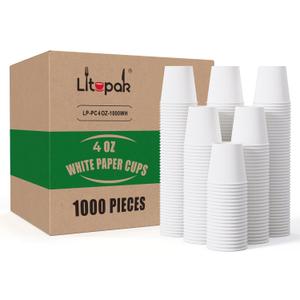 LITOPAK 1000 pack 4 oz Disposable Paper Coffee Cups, Small White Paper Coffee Cups for Office, Home, Party, and Events