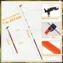 5-24ft Long Telescopic Extension Pole with Utility Hook, Ladderless christmas light pole hanger tool Installing and Hanging String Lights/Birdfeeders, cleaning High Places, Lightweight and Sturdy