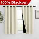 NICETOWN Warm Curtains for Winter, Bedroom Full Blackout Curtain Panels, Great Job for Blocking Light, Complete Blackout Draperies with Black Liner for Night Shift (Beige, Set of 2, 46 by 54-inch)