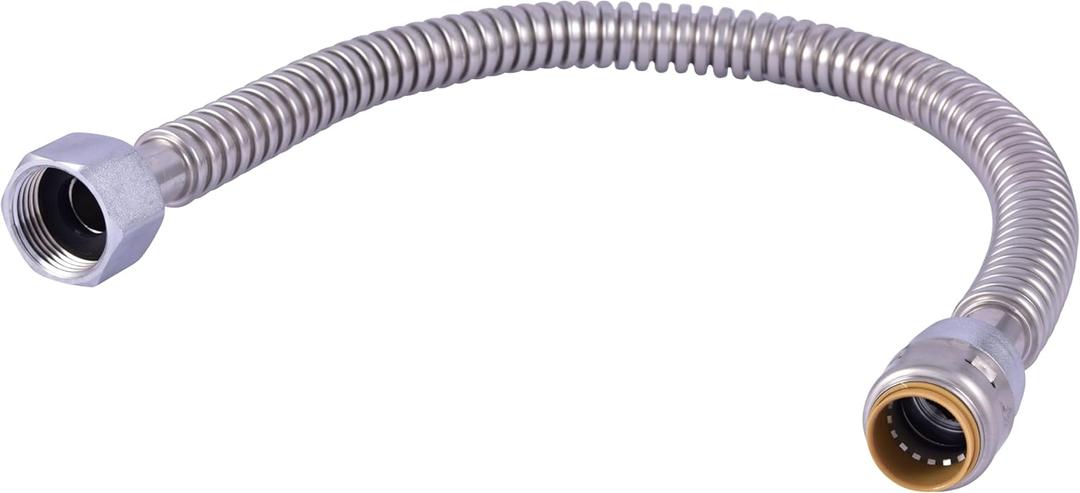 SharkBite Max 3/4 Inch x 1 Inch FIP x 24 Inch Stainless Steel Corrugated Flexible Water Softener Connector, Push to Connect Brass Plumbing Fitting, PEX Pipe, Copper, CPVC, PE-RT, HDPE, URSS3086FX24