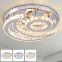 CLAIRDAI 15.7" Moon LED Crystal Semi-Flush Chandelier, 3-Color