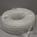 DAVCO 5/8" ID - 50 ft Heavy Duty Braided Clear Plastic Vinyl Tubing with 2 Stainless Clamps, Flexible High Pressure Reinforced PVC Plastic Tube Hose, Non-toxic, BPA Free