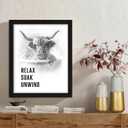 arteWOODS Funny Highland Cow Bathroom Wall Art - Rustic Farmhouse Wall Decor with Humorous Quotes Black Framed Print Artwork Cute Animal Pictures for Shower Toilet Restroom Kid's Washroom 8x10 Inch