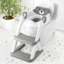 Toilet Seat, Potty Training Seat for Toddler, Upgraded 2-in-1 Potty Toilet Training for Boys and Girls,Waterproof Cushioned Mat with Non-slip Step Stool (Gray)