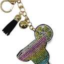 3 x Sparkling Keychains Bag Charms for Women Girls, Crystal Bling Rhinestone Key Ring Car Fob, Backpack Handbag Accessories