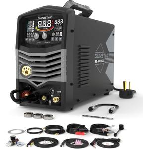 5 in 1 Plasma Cutter and Welder Combo, CUT/TIG/MIG/Flux MIG/MMA, 50A Plasma Cutter, 200A TIG and MIG, 180A STICK Welder, 110/220V Dual Voltage Multi-Functional Welder