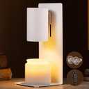 White Candle Warmer Lamp with Timer & Dimmable, Height Adjustable Flameless Candle Warmer for Jar Candles, 2 Bulbs Included, Gifts for Mom, House Warming New Home Bedroom Decor