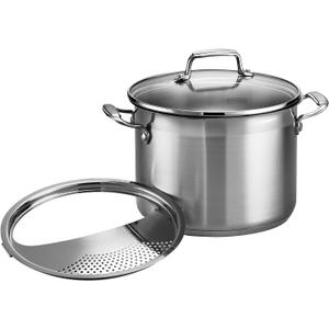 Tramontina Gourmet Stainless Steel 6-Quart Pasta Pot with Lid and Strainer (3 Pc 6 Qt)