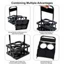2PCS 4Cup Drink Carrier with Handle, Foldable Reusable Plastic Cup Holder for Delivery, Doordash, Car, Coffee, Beer, Restaurant Take Out Catering