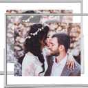 8x10 Floating Picture Frames Set of 2, Made of Metal and Double Real Glass, for Photo Size up to 10x12, Tabletop Display Home or Wedding Decoration (Horizontal Silver)
