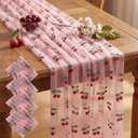 4 Pcs Cherry Table Runner 29 x70 inch Pink Glitter Tulle Lace Cloth Rectangle Fruit Table Cover for Cherry Summer Birthday Baby Shower Wedding Party Home Kitchen Decor (Cherry)