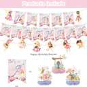 Fairy Party Supplies ,Pink fairy Party Supplies Decorations with Happy Birthday Flower Fairy Banner, Cake Topper,Flower Fairy Balloons, Centerpieces,Multi-Color Balloons for Fairies Party