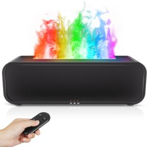 Essential Oil Diffuser, Flame Oil Diffuser - Aromatherapy Humidifier, Sound Activated Music Sync Infrared Remote Control - Perfect for Bedroom Home Office (250ml Rainbow Flame, Black)