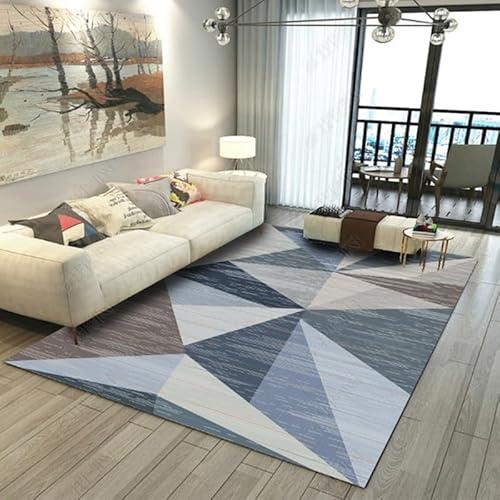 HOMFINE Washable Modern Area Rug - Geometric Style 6x9 Rugs for Living Room, Bedroom, Machine Washable Rug Soft Non Slip Non Shedding Area Rug - Blue, 6'x9'