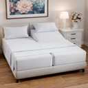 Split California King Bed Sheets - Extra Soft Split California King Sheets Sets  Designed for Split California King Mattresses  Cal King Split Fits 14" to 16" Deep Pocket Fitted Sheet Set  White