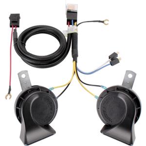 FARBIN 12V Electric Air Horn Kit for Truck, Car, SUV, Motorcycle, Boat - Black Horn with Wire Harness