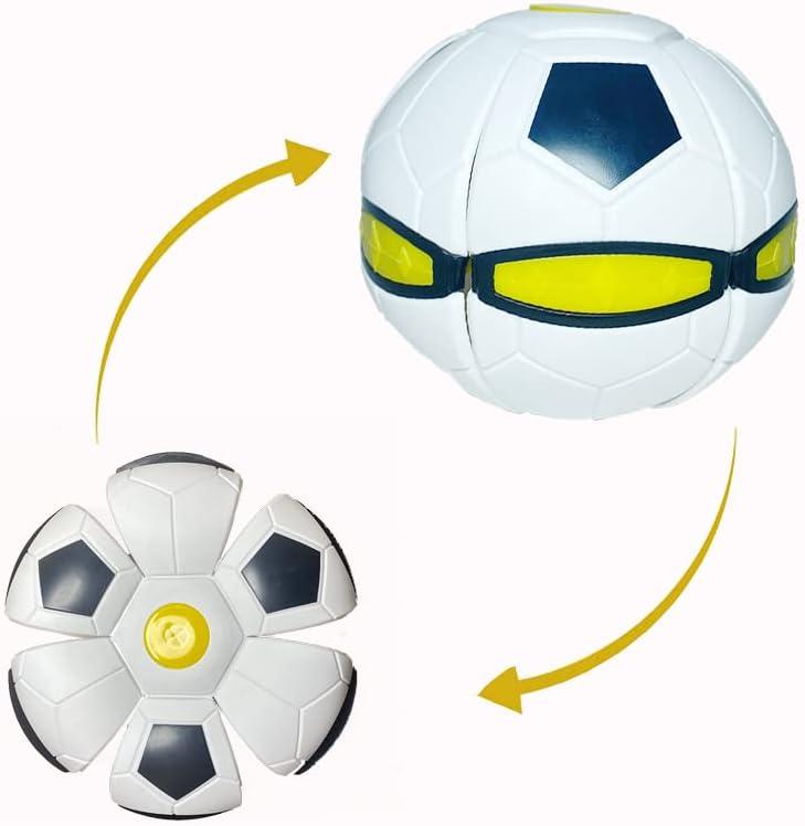 UFO Magic Ball,Portable Glowing Flying Toys Creative Fly Saucer Stomp Magic Balls,Decompression Flying Flat Throw Disc Balls Toy for Childrens Outdoor Sports Kids Gift (Football White)