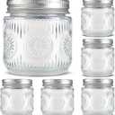 Mason Jars 8 oz - Vintage Small Glass Mason Jars with Silver Metal Lids, Regular Mouth Canning Jars, Safe For Storage, Canning, Pickling, Preserving, Fermenting, DIY Crafts & Decor (6Pack)