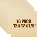 16PCS Basswood Sheets 1/8 x 12 x 12 Inch Plywood Board for Crafts, Unfinished Square Wooden Sheets Thin 3mm Basswood for Architectural Model Making Burning Painting Pyrography Drawing Laser Scroll