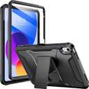 Soke Case for iPad (A16) 11th Generation 11-inch 2025, iPad 10th Generation 10.9-inch 2022, with Built-in Screen Protector and Kickstand, Rugged Full Body Protective Cover - Glossy Black