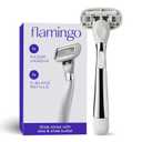 Flamingo Razors for Women, 1 Razor (Polished Chrome) Handle and 1 Razor Blade Refill