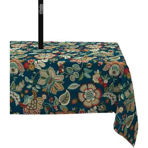LVTXIII Outdoor Rectangle Tablecloth, Decorative Water-Repellent and Fade Resistant Table Covers with Umbrella Hole, Patio Table Cloth with Zipper for Oblong Table Use, 6084 Inch, Peacock Blue
