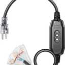 DEWENWILS 3 FT Automatic GFCI Extension Cord Outdoor, 12/3 Gauge Extension Cord for Multiple Appliances, Heavy Duty Power Cable with LED Lighted 3 Prong Plug, Black, UL Listed