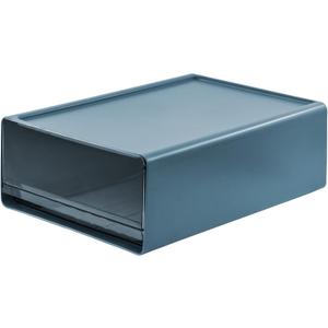 VANRA Desk Drawer Organizer Office Stackable Storage Drawers Single Drawer Unit Stacking Drawer System Plastic Storage File Cabinet for A4 Letter Size Paper (Blue)