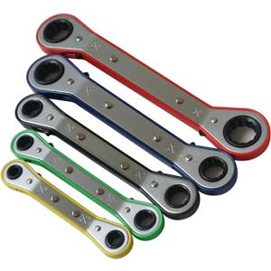 MacWork 5-Piece Offset Ratcheting Wrench Set Five Colors Reversible Universal Ratchet Double Ring Spanners,Professional Heat Treated Alloy Steel SAE Combination