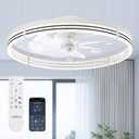 addlon Ceiling Fans with Lights and Remote, 24'' Low Profile Ceiling Fans, 3000-6000K Dimmable Modern Flush Mount LED Fan Light, Fandelier Ceiling Fan for Bedroom, Kitchen, Living Room, White