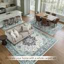 RELEANY Area Rugs 5'x7' Washable Non-Slip, Floral Vintage Distress Print Pattern Medallion Carpet for Living Room Bedroom Dining Room, Green Navy Blue White Red Teal Colorful