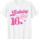 16th Birthday Girl Crown 16 Years Old Bday T-Shirt (XL White   )