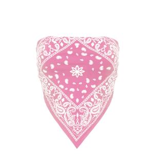 Design by Olivia Women's Sexy Paisley Bandana Tube Top Y2K Boho Graphic Print Strapless Crop Top Cotton Bandeau S