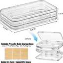 Rovian Press On Nail Book Organizer - 4-Page Clear Fake Nail Storage Box w/Adhesive Tapes, Holds 40+ Sets, Secure Snap-Lock Travel Case, Acrylic Display Holder (63.21.8")