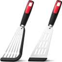 Fish Spatula Turner Set of 2, 600F Heat Resistant Silicone Spatulas for Nonstick Cookware, Metal Slotted Spatula with Silicone Edge for Fish, Egg, Pancake, Dishwasher Safe