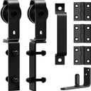 Bifold Barn Door Roller Set, Bi-fold Barn Door Hardware Kit for 2 Doors, Corrosion-Resistant Black Spraying, Folding Push-Pull for Space Saving, Smooth and Quiet Sliding, (Bifold-Roller)