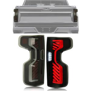 HECASA Full LED Tail Light Compatible with 2019-2023 Chevy Chevrolet Silverado 1500 2500HD 3500HD Pair Rear Brake Lamp DRL Left&Right Side Smoke Lens Black Housing Replacement for GM2800311 GM2801311
