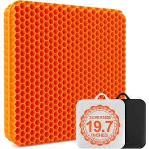 Gel Seat Cushion, Super Large & Thick Office Chair Cushion for Long Sitting - Back Hip Tailbone Pain Relief Cushion, Egg Seat Cushion Desk Chair Pads for Cars Wheelchair -19.7 (Orange)