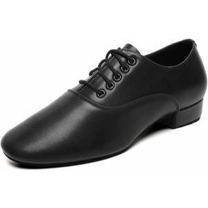Men's Ballroom Dance Shoes Black Leather Sole Tango Salsa Latin Character Shoe (8.5)