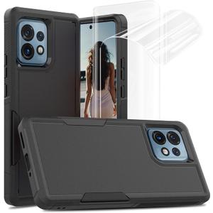 Jeylly for Motorola Edge+ 2023 Case with 2 X Soft Screen Protectors, Dual Layer Heavy Duty Protection Shockproof TPU Bumper Anti Scratch Rugged Cell Phone Case for Moto Edge+ 2023, Black Jeylly for Motorola Edge+ 2023 Case with 2 X Soft Screen Protectors, Dual Layer Heavy Duty Protection Shockproof TPU Bumper Anti Scratch Rugged Cell Phone Case for Moto Edge+ 2023, Black