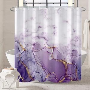 Purple Shower Curtain, Abstract Marble Shower Curtain for Bathroom, Waterproof Fabric Shower Curtain Set with Hooks 72x84 inches