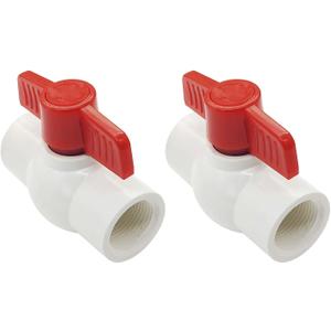 YSIL 1" PVC Ball Valve 2 Pack Shut-Off Threaded (NPT) with T-handle Easy to Rotate for Water Project,Rated at 150 PSI Schedule 40 x Female Thread