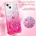 Ruky Case for iPhone 13 & iPhone 14, Full Body Glitter Liquid Case with Built-in Screen Protector Soft TPU Protective Girls Women Phone Case for iPhone 13 & iPhone 14 6.1, Gradient Pink